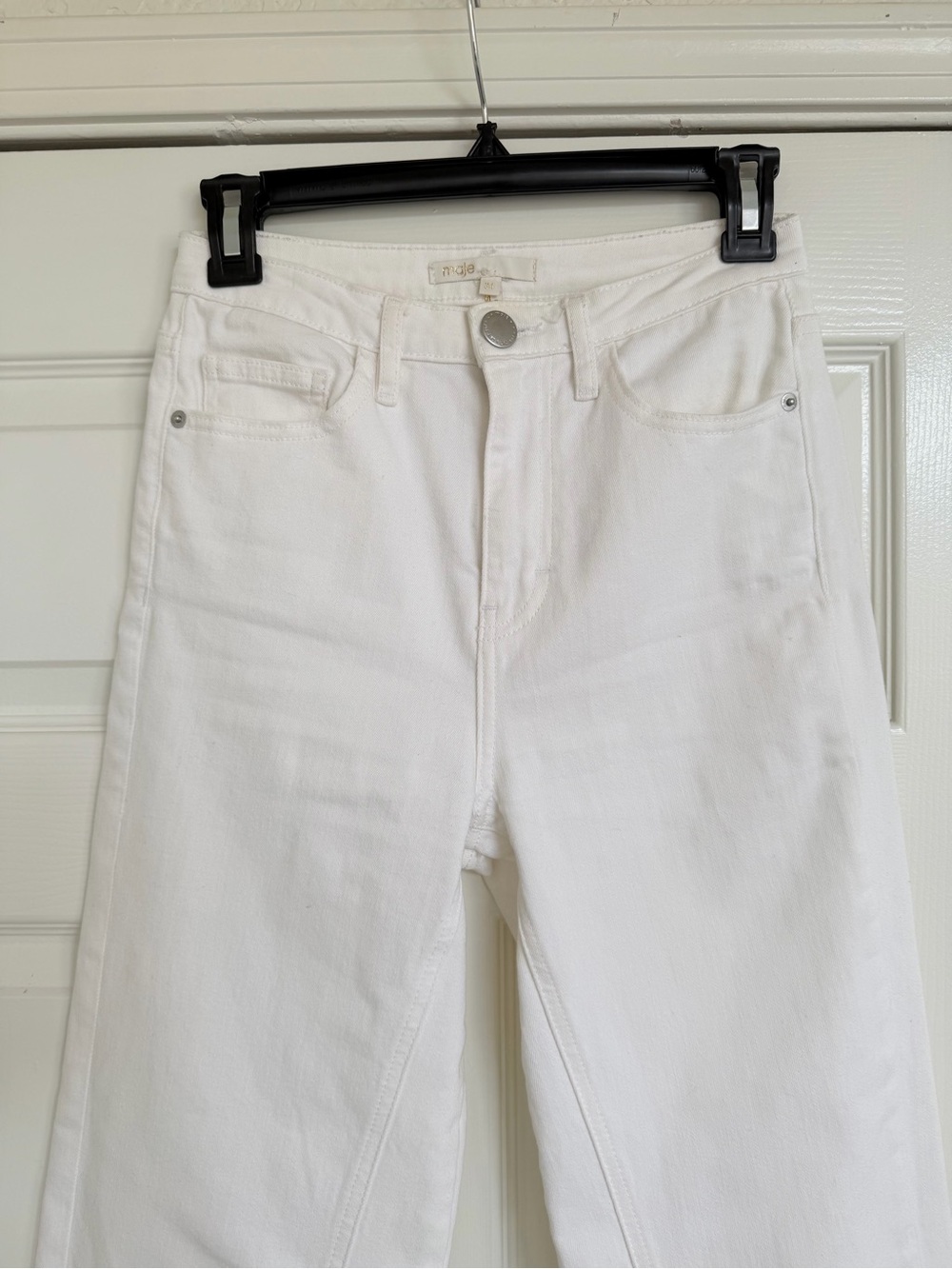 MAJE White Wide Leg High Rise Jeans raw Hem Size 2‎ (34) - Picture 3 of 6